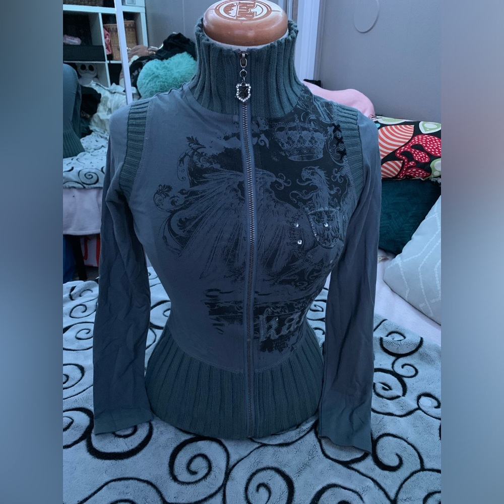 Y2K KÄRV zip up turtleneck top